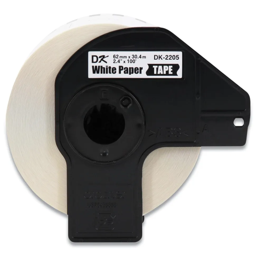 Brother 2.4 in. x 100 ft. Continuous Paper Label Tape - White (3/Pack)