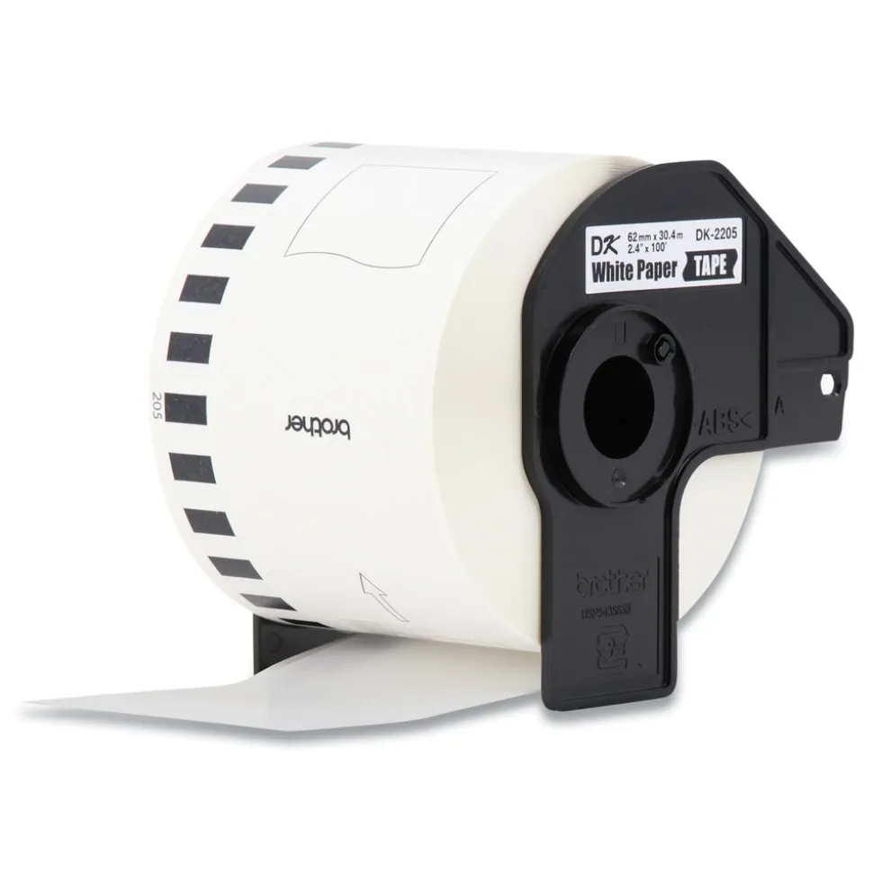 Brother 2.4 in. x 100 ft. Continuous Paper Label Tape - White (3/Pack)