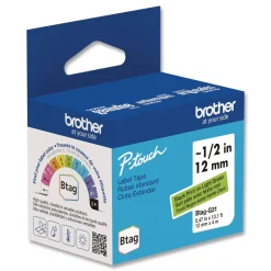 Brother P-Touch 0.47 in. x 13.1 ft. Genuine P-Touch BTAG Label Tapes - Black on Light Green