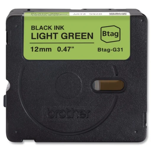 Brother P-Touch 0.47 in. x 13.1 ft. Genuine P-Touch BTAG Label Tapes - Black on Light Green
