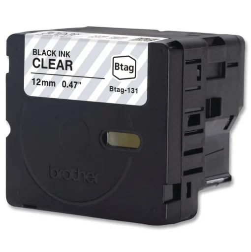 Brother P-Touch 0.47 in. x 13.1 ft. Genuine P-Touch BTAG Label Tapes - Black on Clear