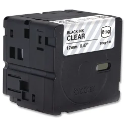 Brother P-Touch 0.47 in. x 13.1 ft. Genuine P-Touch BTAG Label Tapes - Black on Clear