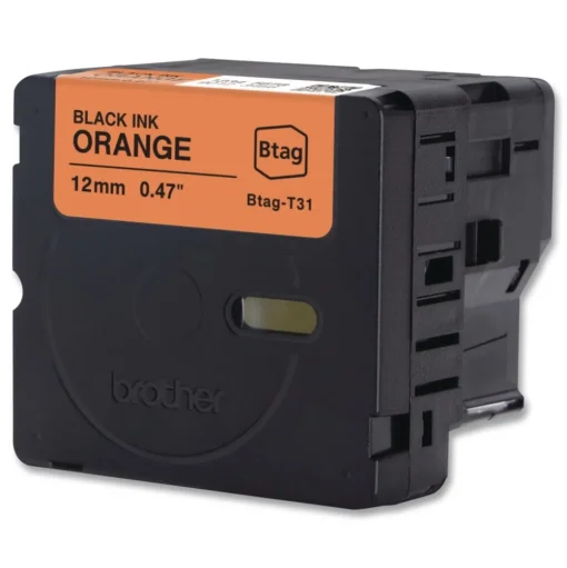 Brother P-Touch 0.47 in. x 13.1 ft. Genuine P-Touch BTAG Label Tapes - Black on Orange