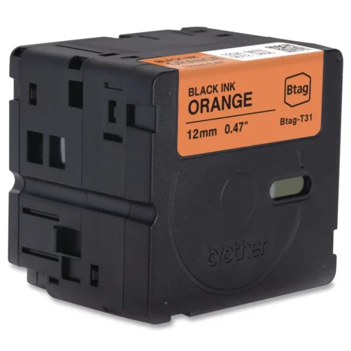 Brother P-Touch 0.47 in. x 13.1 ft. Genuine P-Touch BTAG Label Tapes - Black on Orange