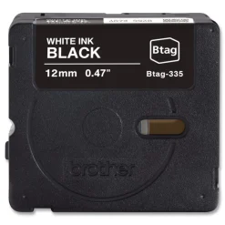 Brother P-Touch 0.47 in. x 13.1 ft. Genuine P-Touch BTAG Label Tapes - White on Black