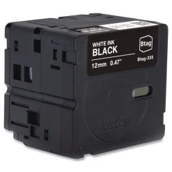 Brother P-Touch 0.47 in. x 13.1 ft. Genuine P-Touch BTAG Label Tapes - White on Black