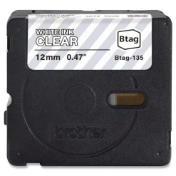 Brother P-Touch 0.47 in. x 13.1 ft. Genuine P-Touch BTAG Label Tapes - White on Clear