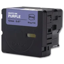 Brother P-Touch 0.47 in. x 13.1 ft. Genuine P-Touch BTAG Label Tapes - White on Purple