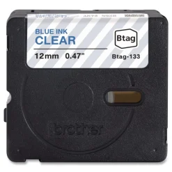 Brother P-Touch 0.47 in. x 13.1 ft. Genuine P-Touch BTAG Label Tapes - Blue on Clear