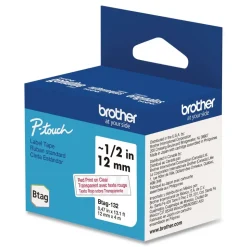 Brother P-Touch 0.47 in. x 13.1 ft. Genuine P-Touch BTAG Label Tapes - Red on Clear