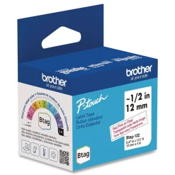 Brother P-Touch 0.47 in. x 13.1 ft. Genuine P-Touch BTAG Label Tapes - Red on Clear