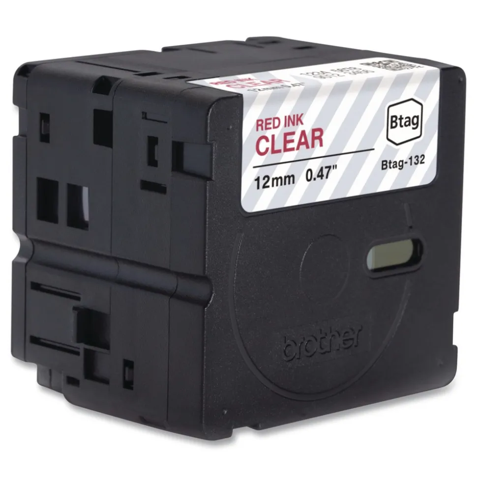 Brother P-Touch 0.47 in. x 13.1 ft. Genuine P-Touch BTAG Label Tapes - Red on Clear