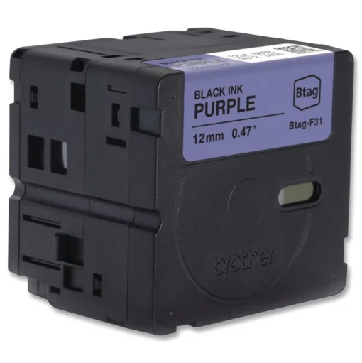 Brother P-Touch 0.47 in. x 13.1 ft. Genuine P-Touch BTAG Label Tapes - Black on Purple