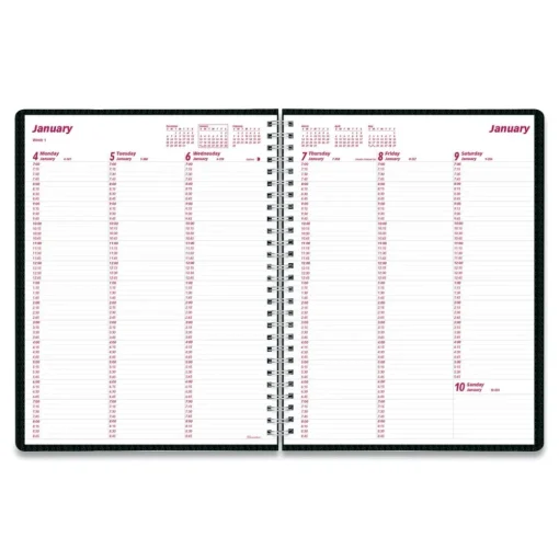 Brownline 12-Month (Jan to Dec): 2026 11 in. x 8.5 in. DuraFlex Weekly Planner - Black Cover