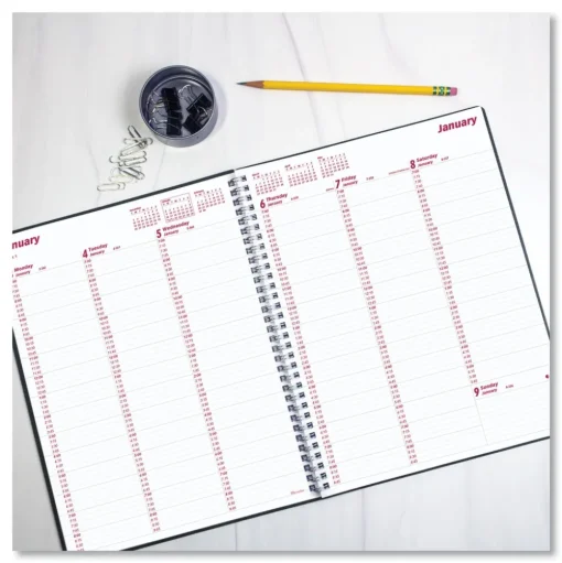 Brownline 12-Month (Jan to Dec): 2026 11 in. x 8.5 in. DuraFlex Weekly Planner - Black Cover
