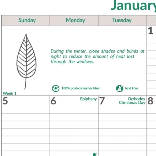 Brownline 12-Month (Jan to Dec): 2026 12 in. x 17 in. EcoLogix Artwork Monthly Wall Calendar - White/Green Sheets