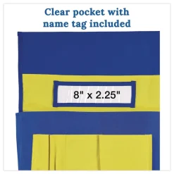 Carson-Dellosa 15 in. x 1.5 in. x 19 in. Fabric Chairback Buddy for Student Chairs - Medium, Blue/Yellow