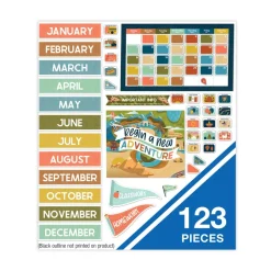 Carson-Dellosa 123-Piece 23 in. x 13 in. Let's Explore Calendar Bulletin Board Set - Multicolor