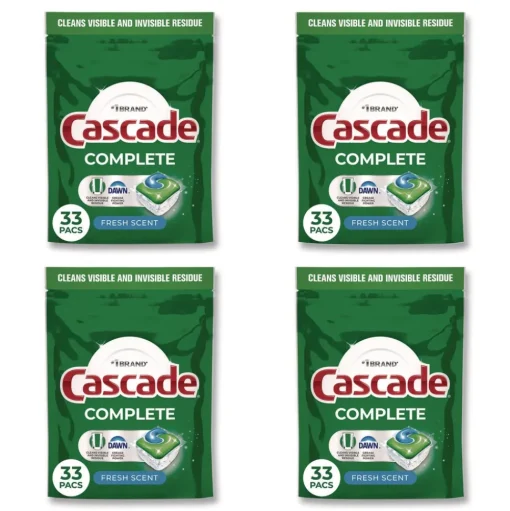 Cascade Complete ActionPacs, Fresh Scent, 17.6 oz Bag, 33 Pacs/Bag, 4 Bags/Carton