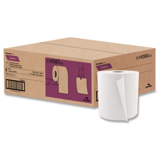 Cascades PRO 7.9 in. x 800 ft. 1-Ply Select Roll Paper Towels - White (6 Rolls/Carton)