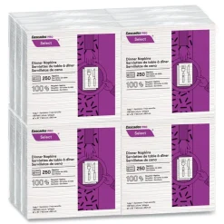 Cascades PRO 15.5 x 16 1-Ply Select Dinner Napkins - White (12/Carton)