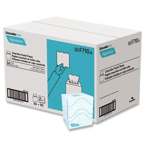 Cascades PRO 2-Ply Cube Box Signature Facial Tissue - White (36 Boxes/Carton)