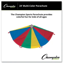 Champion Sports 24 ft. Nylon Multicolor Parachute with 20 Handles