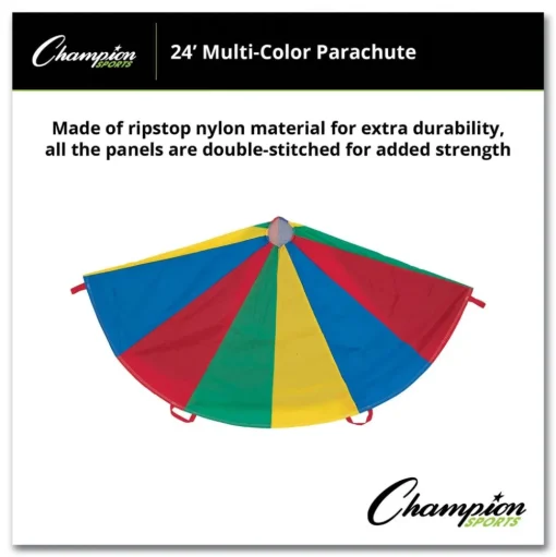 Champion Sports 24 ft. Nylon Multicolor Parachute with 20 Handles