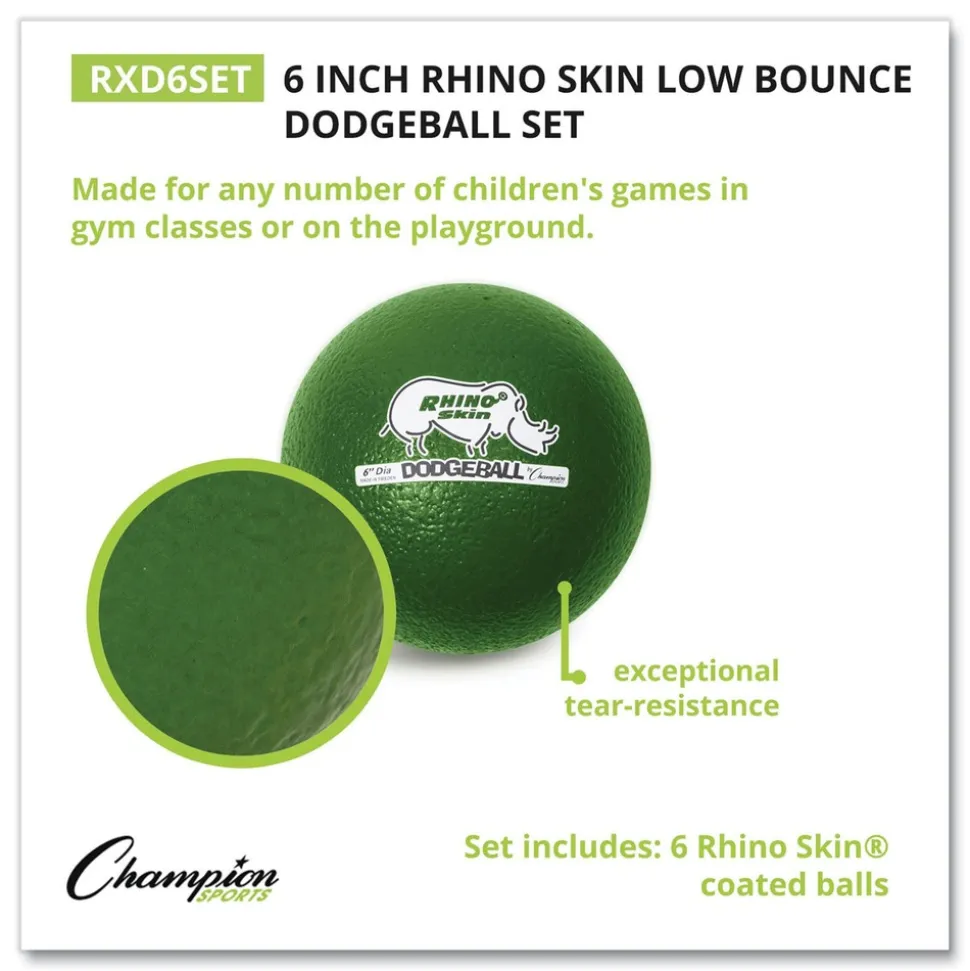 Champion Sports 6 in. Diameter Rhino Skin Dodge Ball Set - Assorted (6/Set)