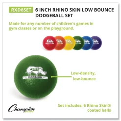 Champion Sports 6 in. Diameter Rhino Skin Dodge Ball Set - Assorted (6/Set)