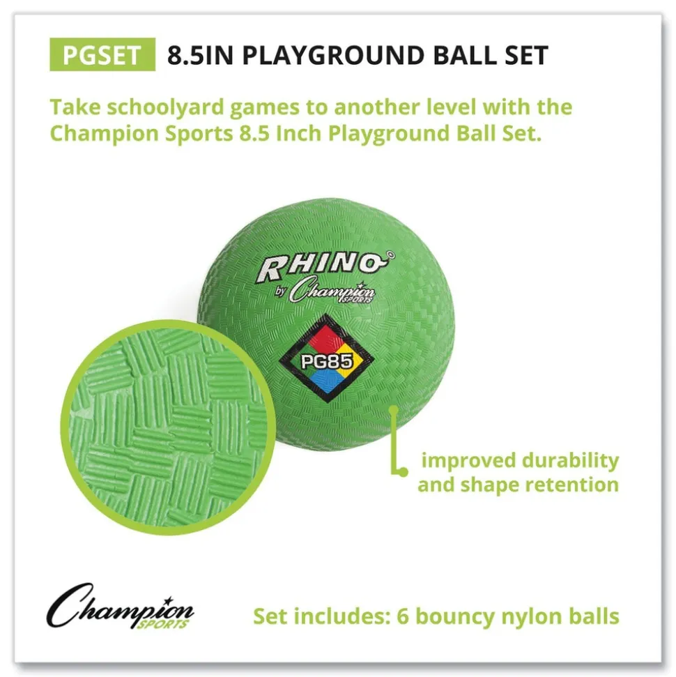 Champion Sports 8.5 in. Diameter Playground Ball Set - Assorted (6/Set)