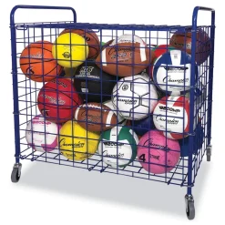 Champion Sports 37 in. x 22 in. x 20 in. 24-Ball Capacity Metal Lockable Ball Storage Cart - Blue