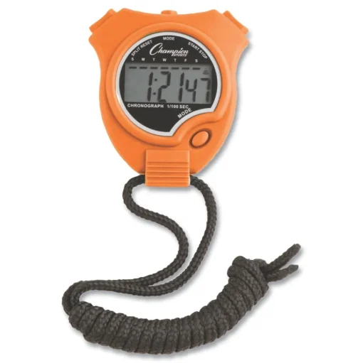 Champion Sports Accurate to 1/100 Second Water-Resistant Stopwatch - Assorted Colors (6/Box)