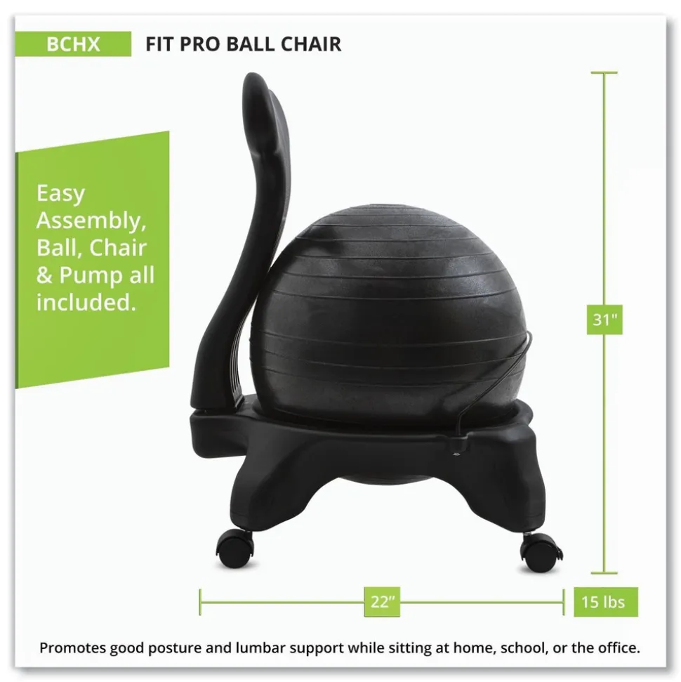 Champion Sports Fitpro Ball Chair, Supports Up To 200 Lb, Gray