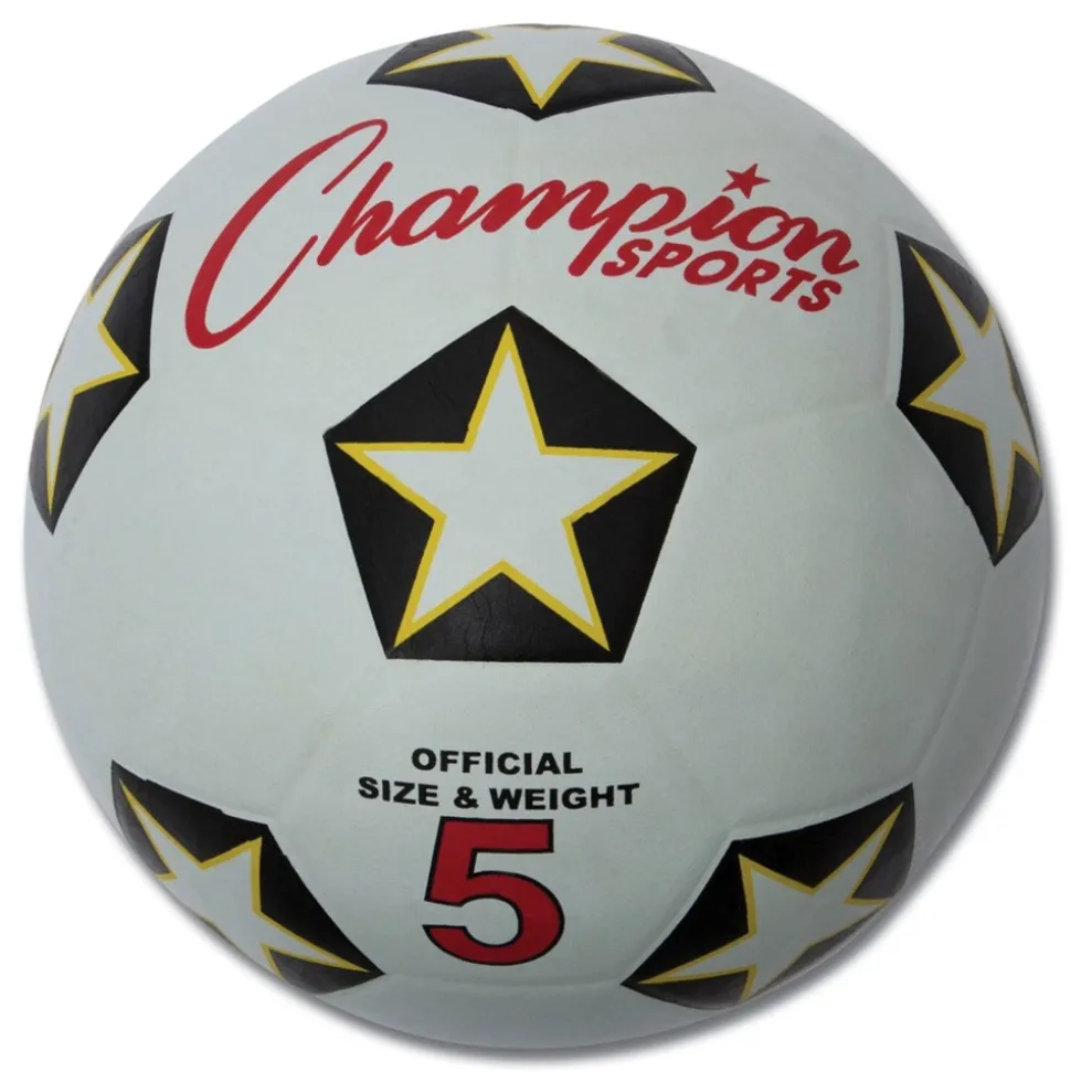 Champion Sports No. 5 Size Rubber Sports Ball For Soccer - White/Black