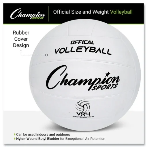 Champion Sports Official Size Rubber Volleyball - White