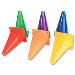 Champion Sports TC9SET 5 in. x 5 in. Base 9 in. Tall High-Visibility Plastic Cones - Assorted Colors (6/Set)
