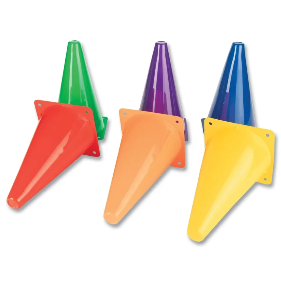 Champion Sports TC9SET 5 in. x 5 in. Base 9 in. Tall High-Visibility Plastic Cones - Assorted Colors (6/Set)