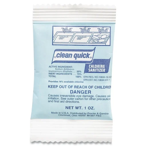 Clean Quick 1 oz. Packet Powdered Chlorine-Based Sanitizer (100/Carton)