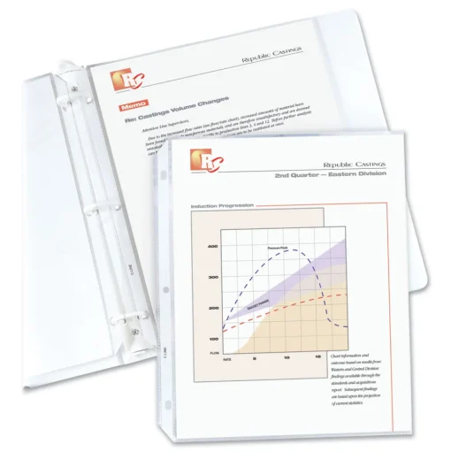 C-Line 3-Hole Punched Top Load 8.5 in. x 11 in. Insert Medium-Duty Polypropylene Sheet Protectors - Nonglare Clear Front (50/Box)