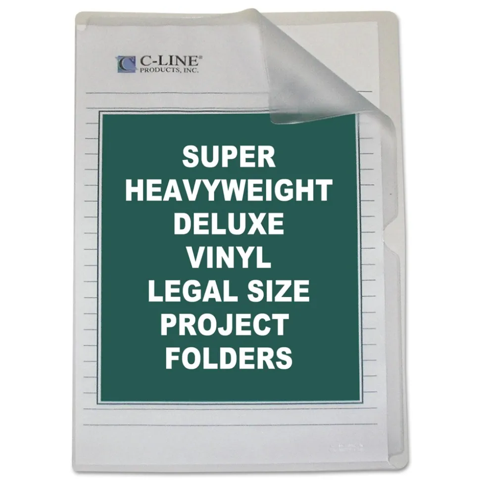 C-Line Legal Size Deluxe Vinyl Project Folders - Clear (50/Box)