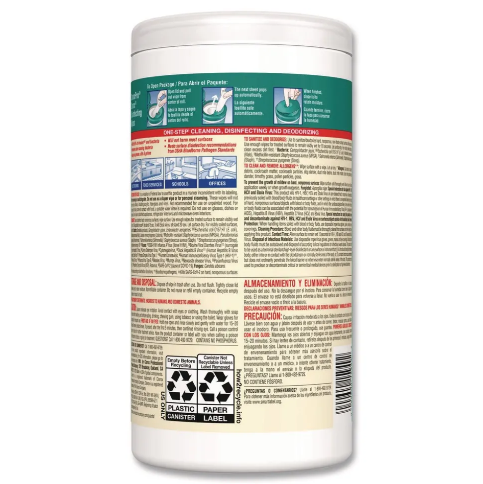 Clorox 7 in. x 8 in. 1-Ply Disinfecting Wipes - Fresh Scent, White