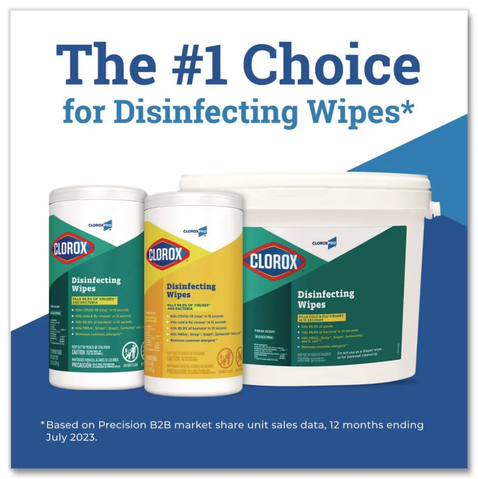 Clorox 7 in. x 8 in. 1-Ply Disinfecting Wipes - Fresh Scent, White