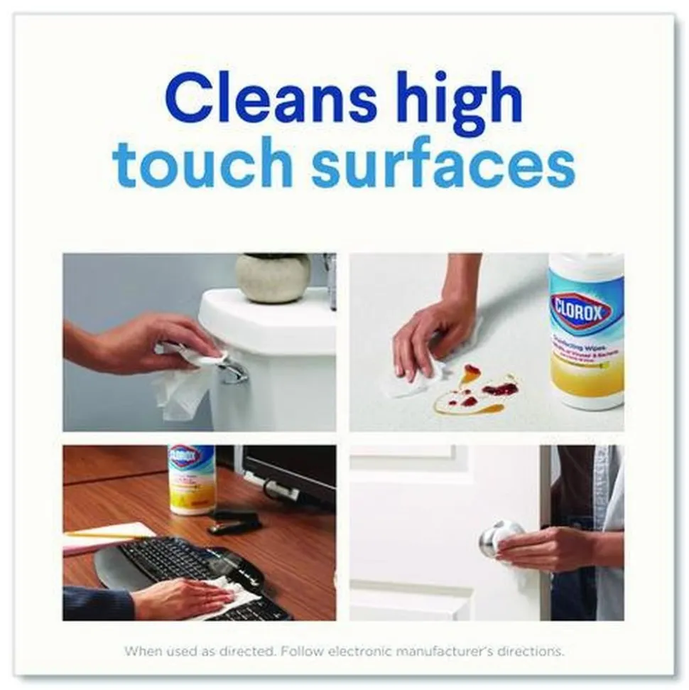 Clorox 7 in. x 8 in. 1-Ply Disinfecting Wipes - Fresh Scent, White (35/Canister)