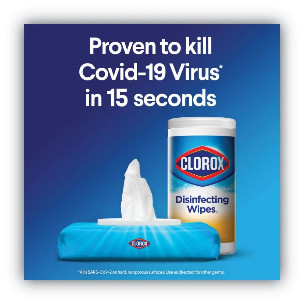 Clorox 7 in. x 8 in. 1-Ply Disinfecting Wipes - Fresh Scent/Citrus Blend, White (75/Canister, 3 Canisters/Pack)