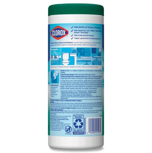 Clorox 7 in. x 8 in. 1-Ply Disinfecting Wipes - Fresh Scent/Citrus Blend (35/Canister, 3/Pack, 5 Packs/Carton)