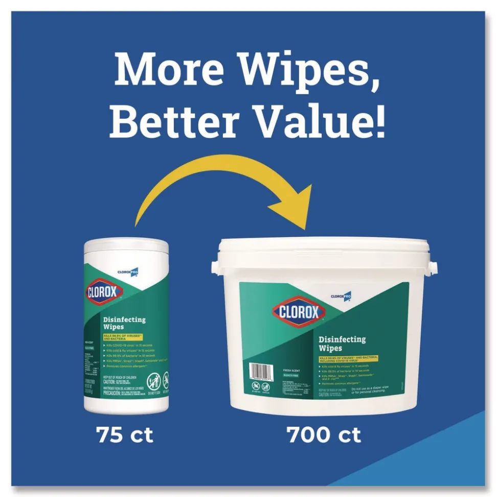 Clorox 1 Ply 7 in. x 8 in. Fresh Scent Disinfecting Wipes - White (1/Carton)