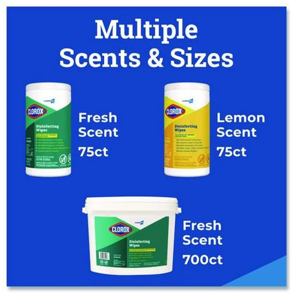 Clorox 1 Ply 7 in. x 8 in. Fresh Scent Disinfecting Wipes - White (2/Carton)