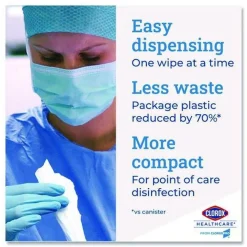 Clorox Healthcare 6.75 in. x 9 in. 1-Ply Individual Bleach Germicidal Wipes - Unscented White (6/Carton)