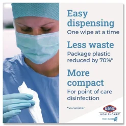 Clorox Healthcare 6 in. x 5 in. 1-Ply Bleach Germicidal Wipes - Unscented, White (150/Canister)